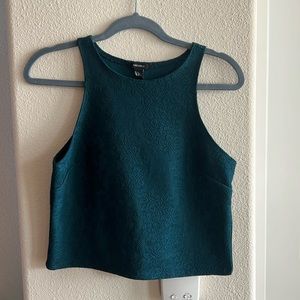 Vintage styled crop top high neckline tank.